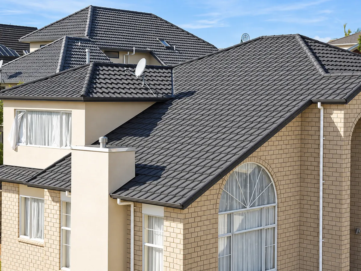 JEEHOO charcoal roof on a villa
