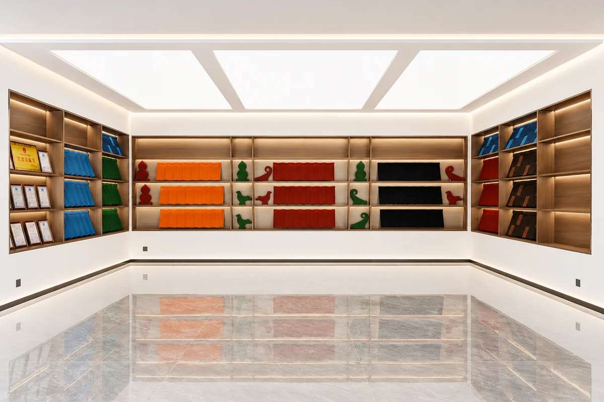 Sample room with every profile on the wall